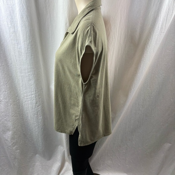 Kit and Ace Cap-Sleeve Pullover Collar Olive Green Top L/XL - Picture 4 of 7